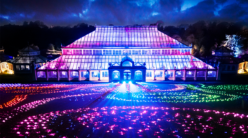 The Temp House at Kew Gardens lit up for its Christmas at Kew event